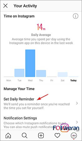 محدود کردن زمان استفاده از اینستاگرام با Set Daily Reminder