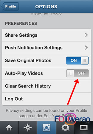 غیر فعال کردن اجرای اتوماتیک ویدیوها در نسخه های قدیمی اینستاگرام