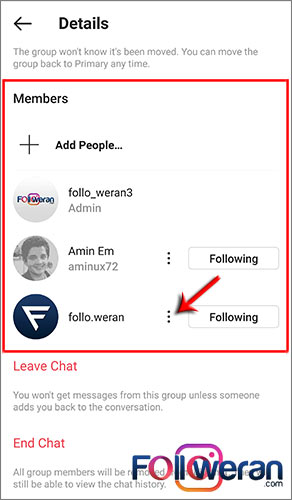 نحوه بیرون کردن اعضای گروه در اینستاگرام