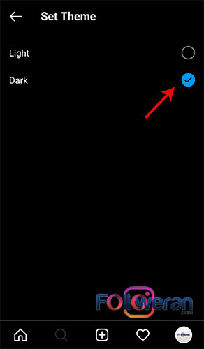 فعالسازی Dark Mode اینستاگرام با گزینه Dark