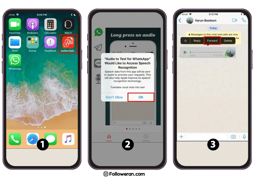 تبدیل پیام های صوتی واتساپ به متن در ایفون