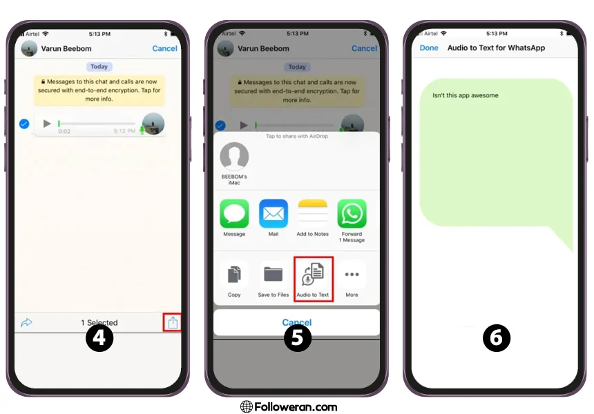 تبدیل پیام های صوتی واتساپ به متن در ایفون