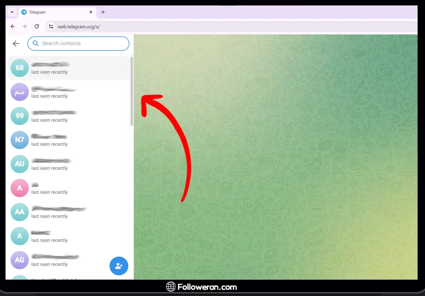 حذف مخاطبین تلگرام در کامپیوتر یا نسخه وب