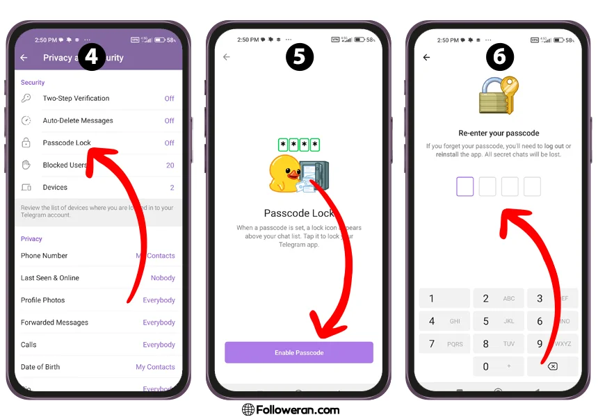 آموزش قفل تلگرام با قابلیت Passcode Lock