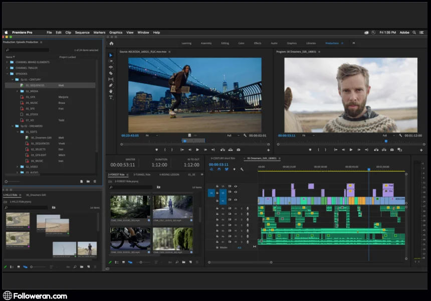 Adobe Premiere یکی از بهترین برنامه های ساخت کلیپ برای اینستاگرام در دسکتاپ