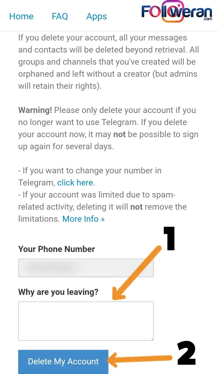 سریع ترین روش دیلیت اکانت تلگرام