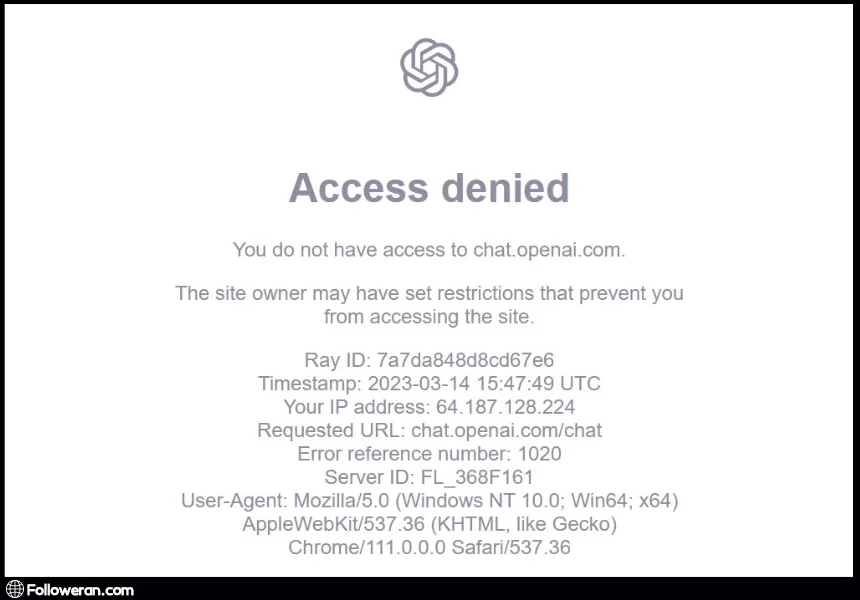 رفع خطاهای ChatGPT Error 1020: Access Denied