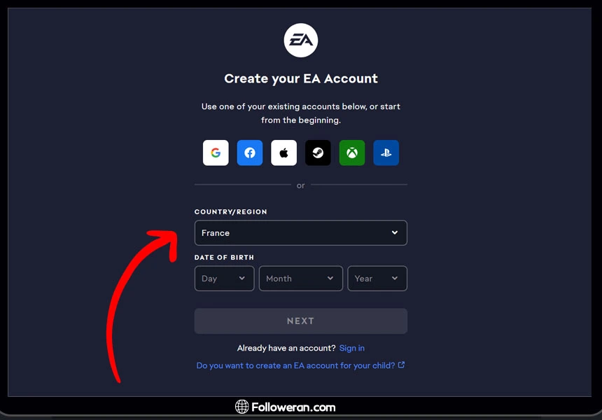 آموزش مراحل ساخت اکانت اوریجین در وبسایت EA