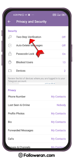 آموزش تایید دو مرحله‌ای و سایر تنظیمات امنیتی تلگرام