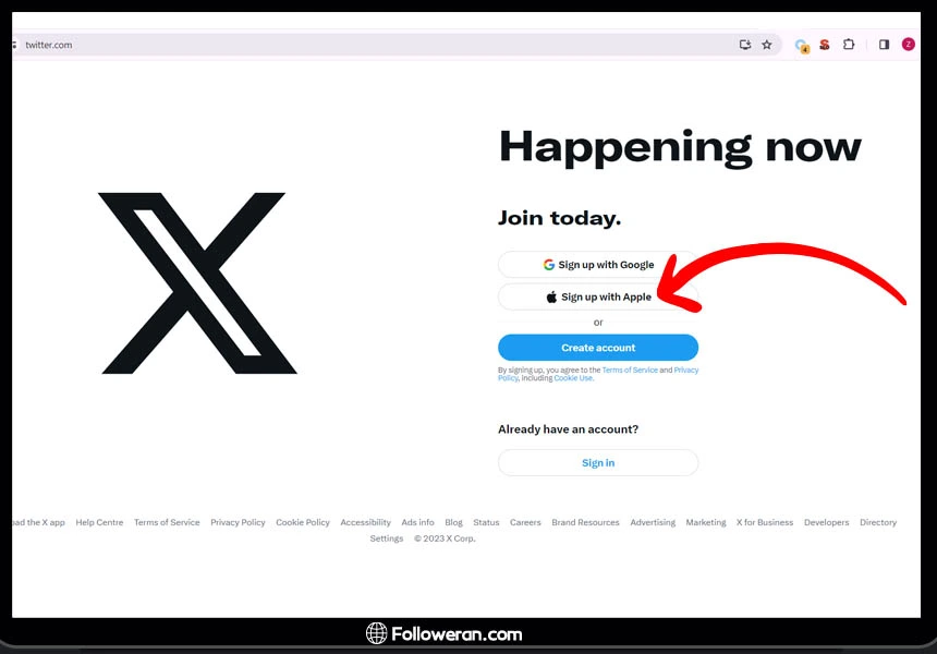 نحوه ساخت اکانت توییتر یا X با اپل ایدی