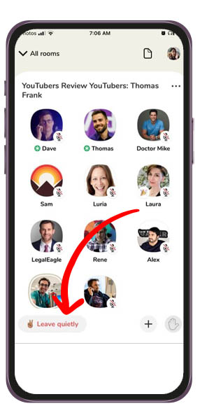 آموزش Leave Quietly یا ترک بی‌سروصدا در کلاب هاوس