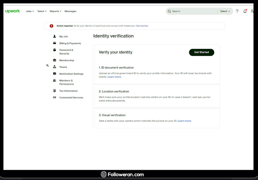 تایید هویت خود هنگام ثبت نام در Upwork