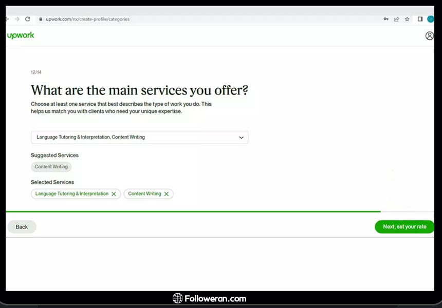 تکمیل پروفایل Upwork در هنگام ثبت نام