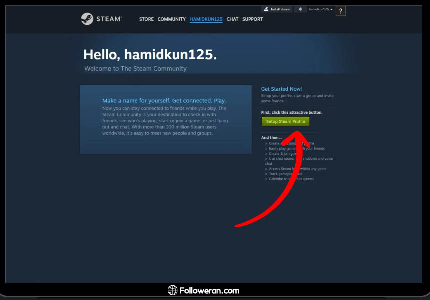 نحوه تنظیم پروفایل استیم بعد از ساخت اکانت