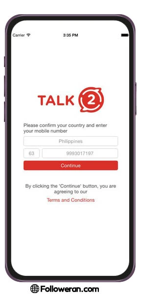 برنامه Talk to ساخت شماره مجازی رایگان فیلیپین