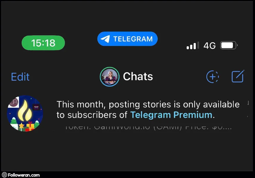 تفاوت تلگرام پرمیوم و معمولی در استوری