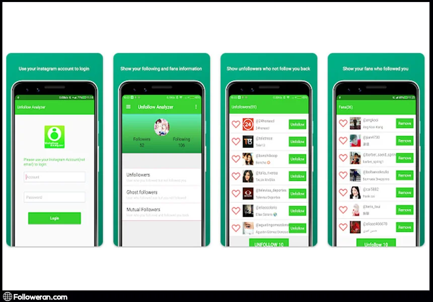 برنامه Unfollow Analyzer – Unfollower