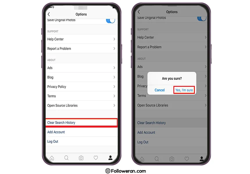 حذف تاریخچه جستجو در اینستاگرام - مرحله 2