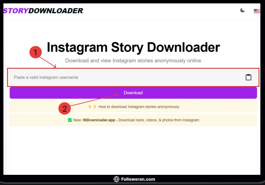 دانلود استوری اینستاگرام از وبسایت storydownloader