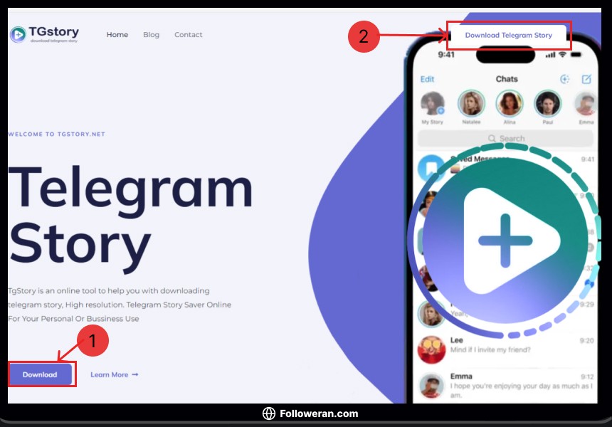 دانلود استوری تلگرام با استفاده از سایت tgstory 