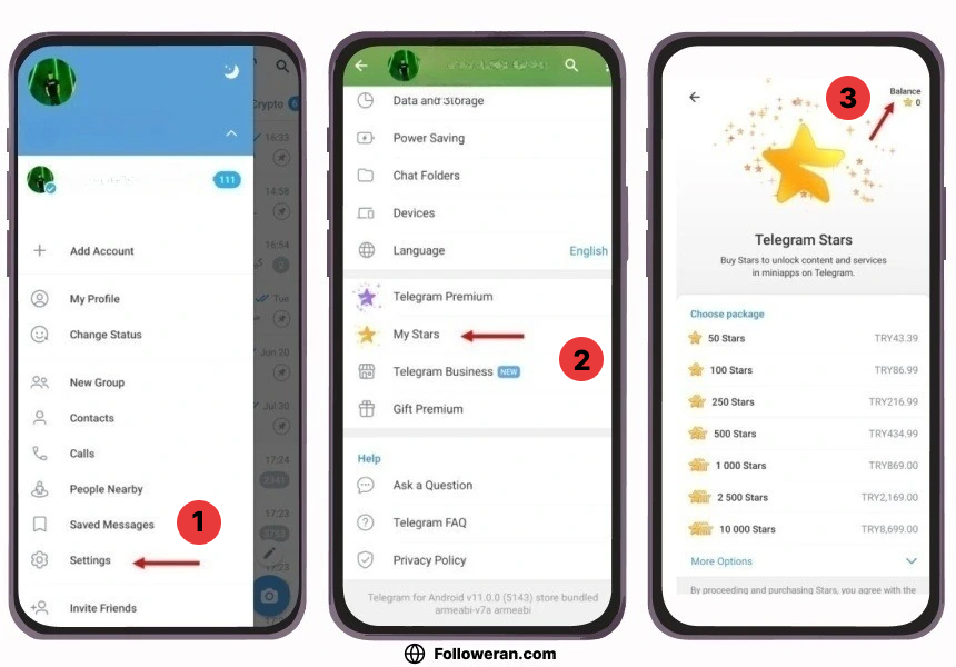 مشاهده موجودی تلگرام استارز در تلگرام