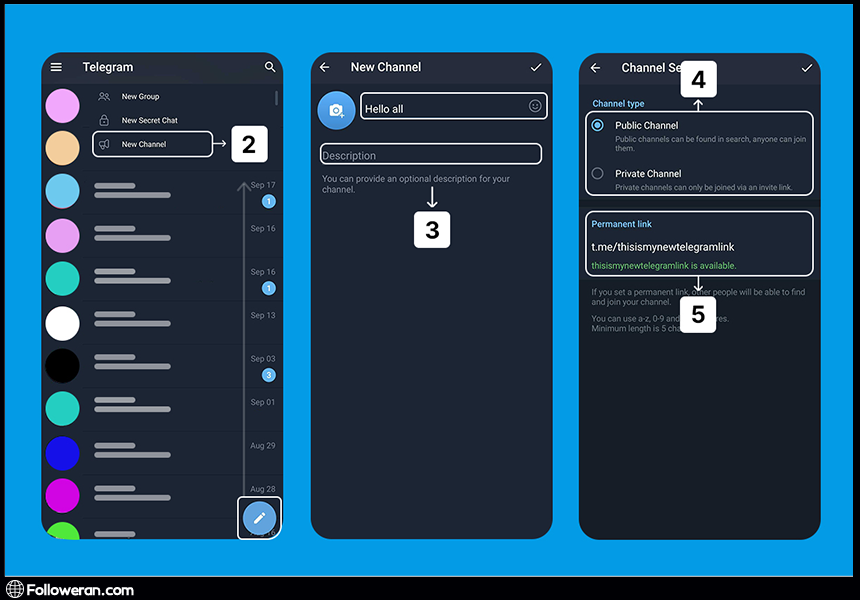 مراحل ساخت کانال تلگرام در اندروید