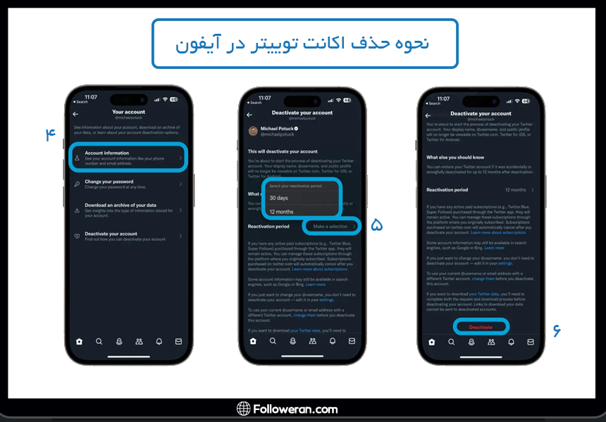 نحوه حذف اکانت توییتر در آیفون 2