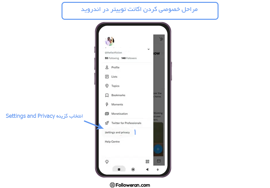 1) گزینه settings and Privacy