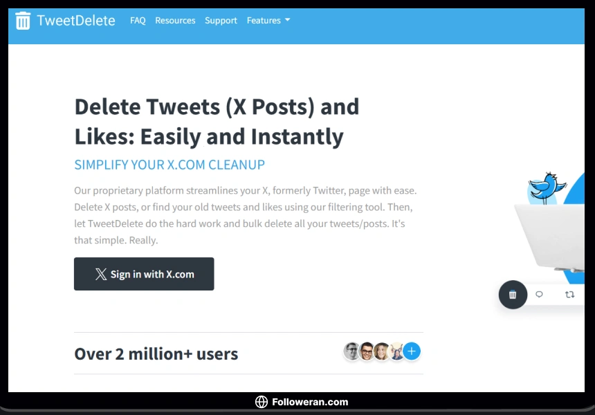 آموزش حذف توییت در توییتر با TweetDelete