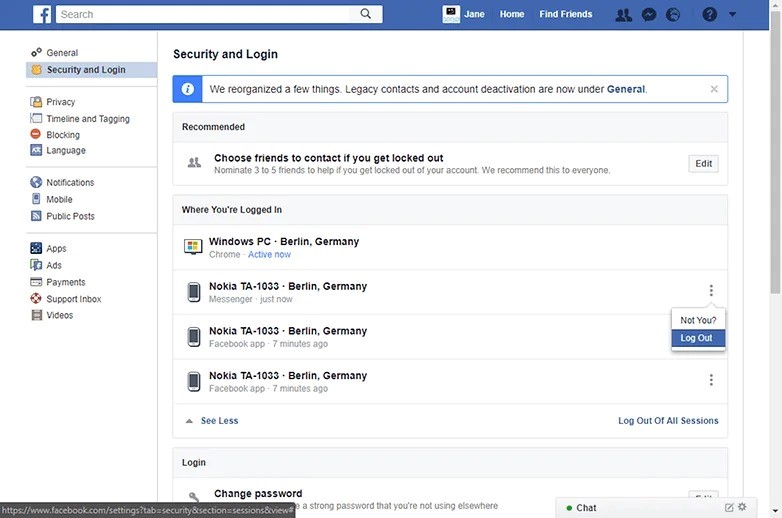 Steps of Facebook app logout on IOS. - 1