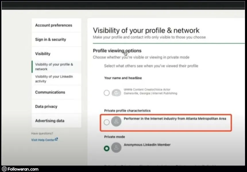 Setting Your LinkedIn Browsing Mode to Semi-Private