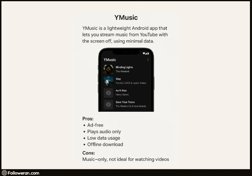YMusic is a lightweight Android app that lets you stream music from YouTube with the screen off,