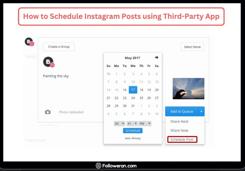 How to schedule Instagram posts with Scheduling Tool Buffer