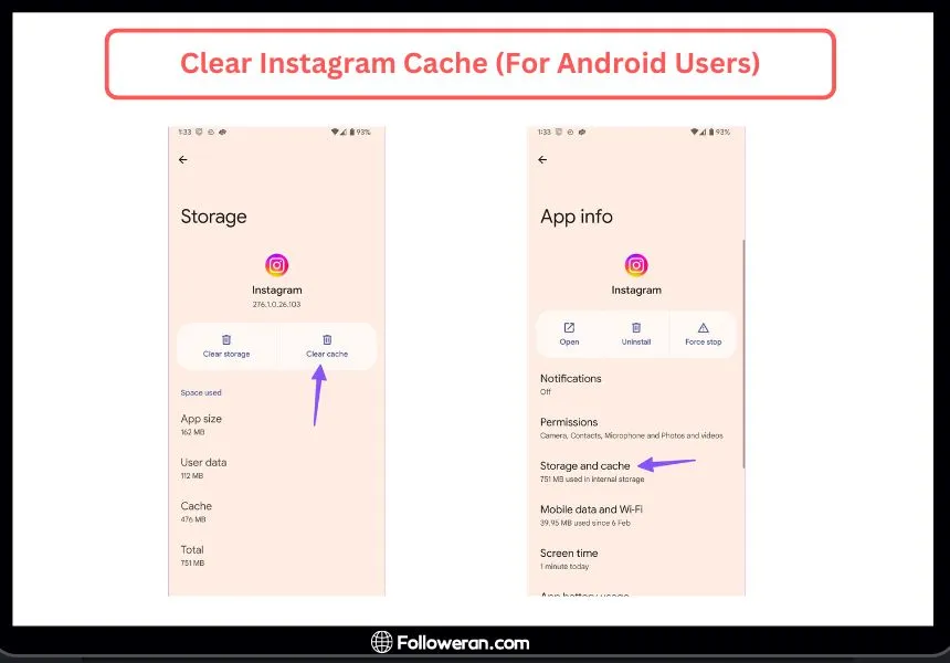 Fix the "Invite Collaborator on Instagram Not Showing Up" Issue by Clear Instagram Cache (For Android Users)