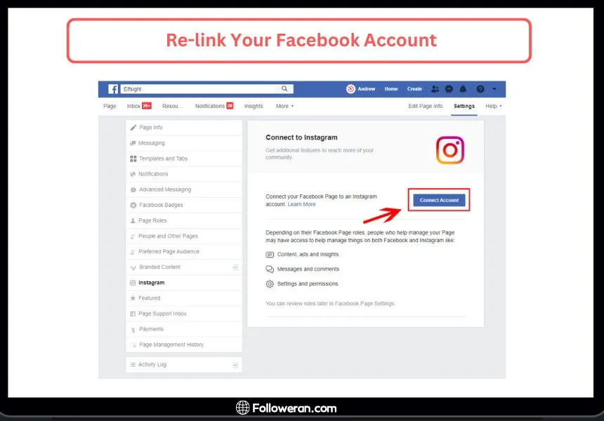 Fix the "Invite Collaborator on Instagram Not Showing Up" Issue by Re-link Your Facebook Account