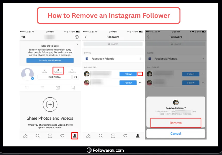 remove an Instagram follower Using the Instagram Mobile App
