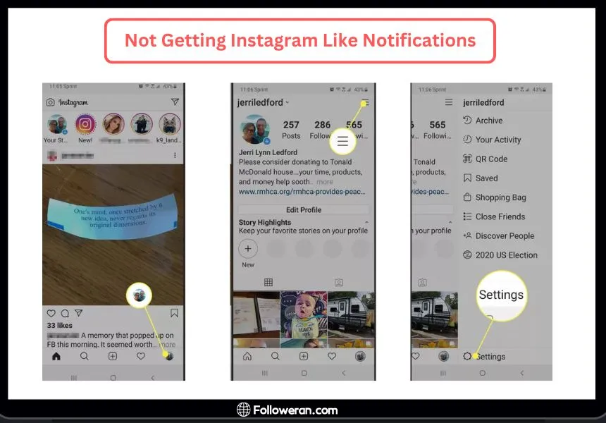 not getting Instagram like notifications; Disabled In-App Notification Settings