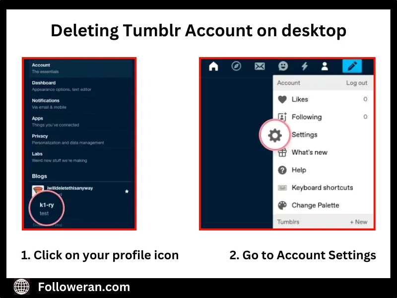 Deleting Tumblr Account on the Web