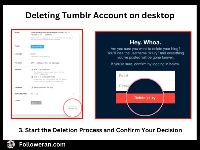 Deleting Tumblr Account on desktop