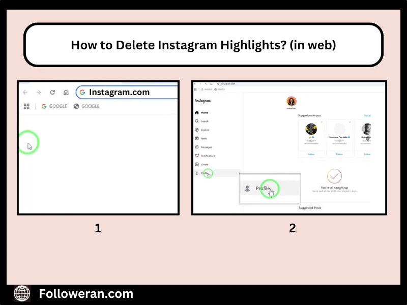 remove Instagram highlights on a laptop