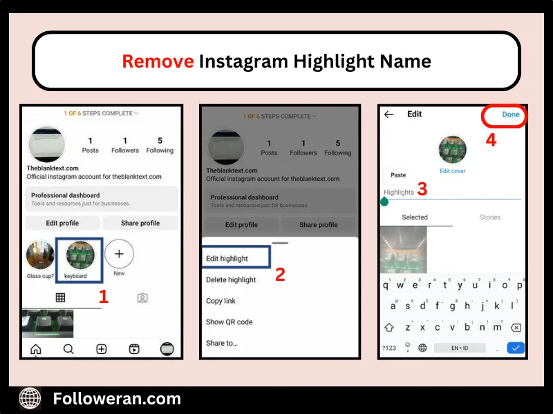 Remove Instagram Highlight Name 