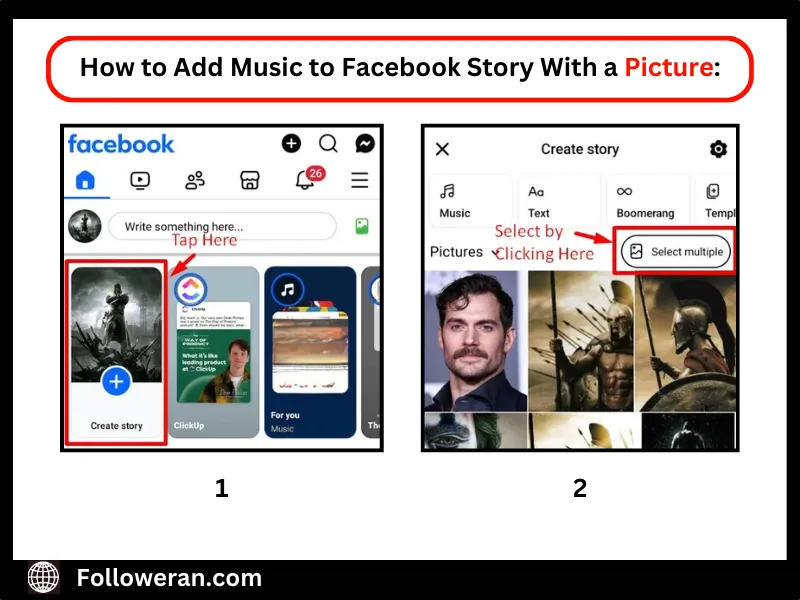 How to add music to your Facebook story with a picture