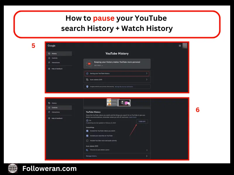 pause your YouTube search History