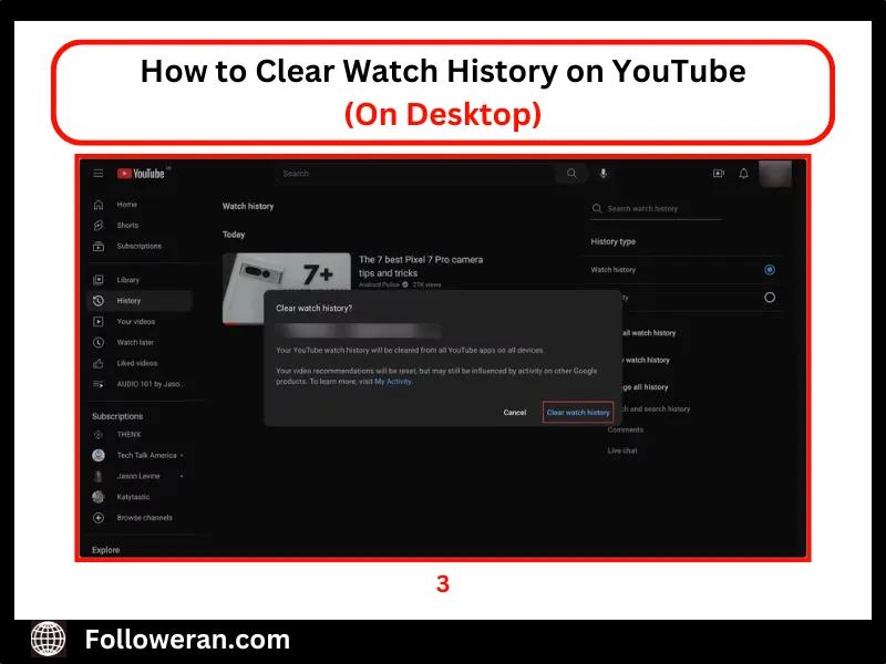 How to Clear watch History on YouTube