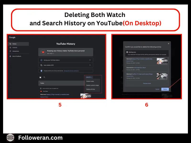 Deleting Both Watch and Search History on YouTube