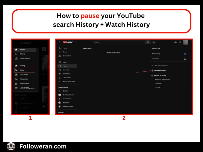 How to pause your YouTube search History 