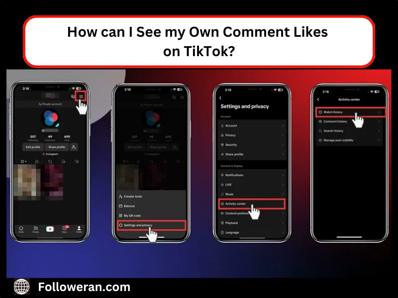 steps for seeing comment likes on tiktok