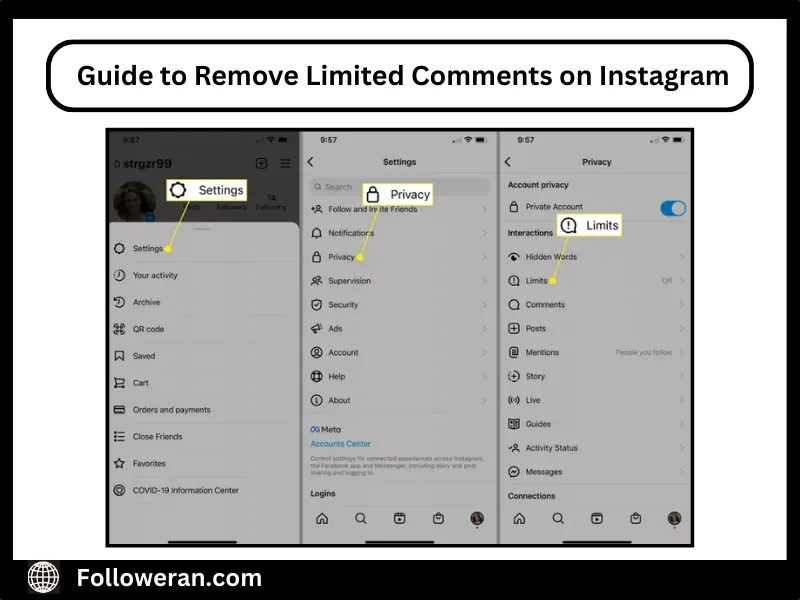 how to remove limited comments on Instagram