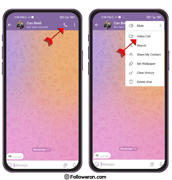 آموزش نحوه شروع تماس صوتی یا ویدیو کال در تلگرام 