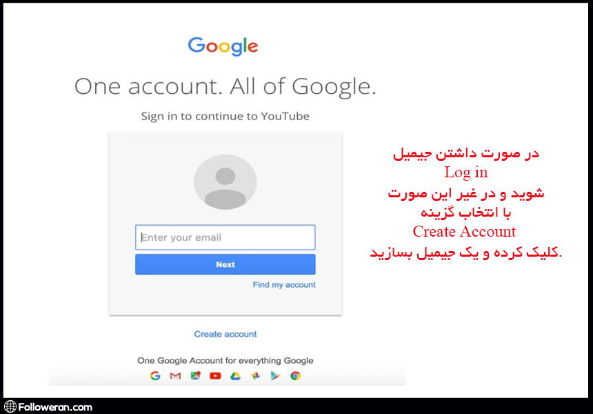 ساخت جیمیل برای ایجاد اکانت یوتیوب